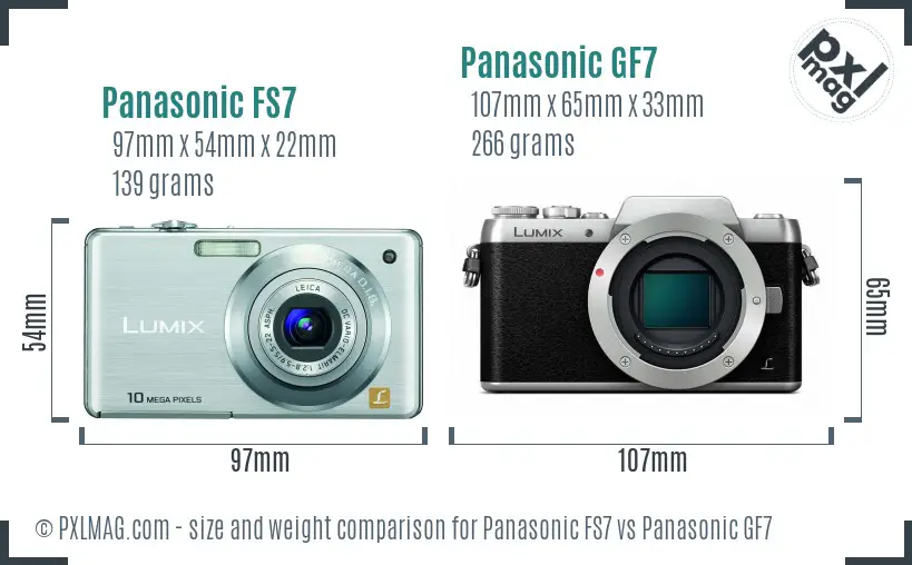 Panasonic FS7 vs Panasonic GF7 size comparison