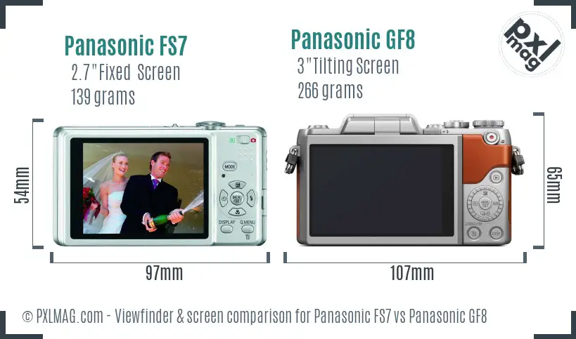 Panasonic FS7 vs Panasonic GF8 Screen and Viewfinder comparison