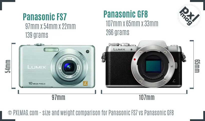 Panasonic FS7 vs Panasonic GF8 size comparison