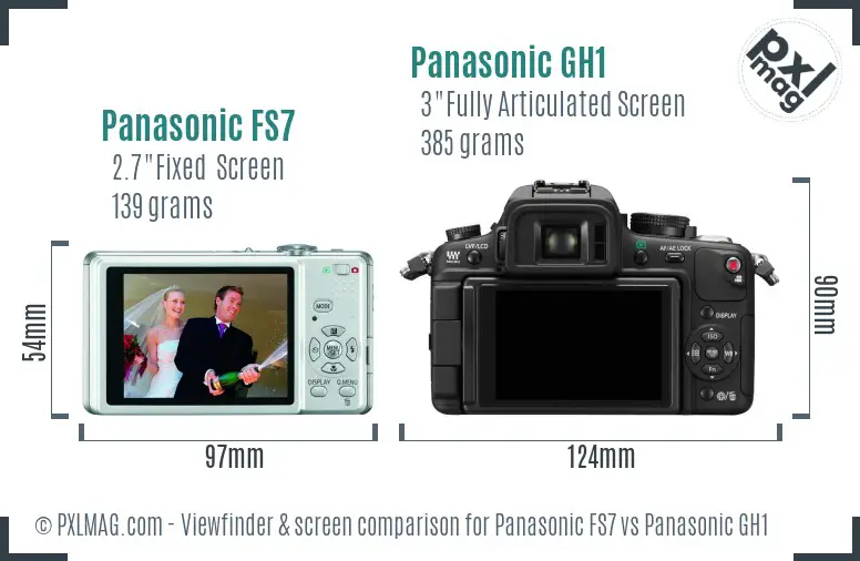 Panasonic FS7 vs Panasonic GH1 Screen and Viewfinder comparison