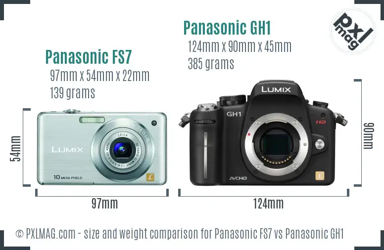 Panasonic FS7 vs Panasonic GH1 size comparison