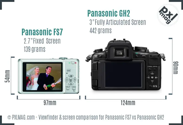 Panasonic FS7 vs Panasonic GH2 Screen and Viewfinder comparison