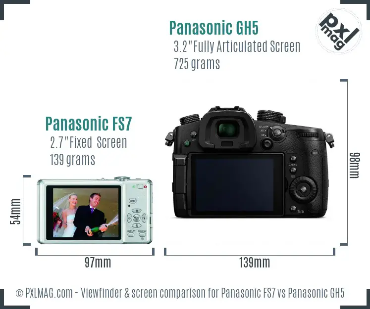 Panasonic FS7 vs Panasonic GH5 Screen and Viewfinder comparison