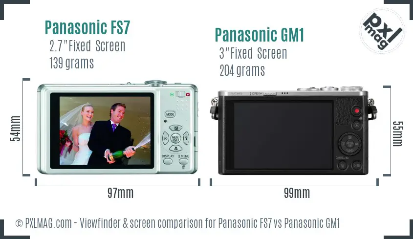 Panasonic FS7 vs Panasonic GM1 Screen and Viewfinder comparison