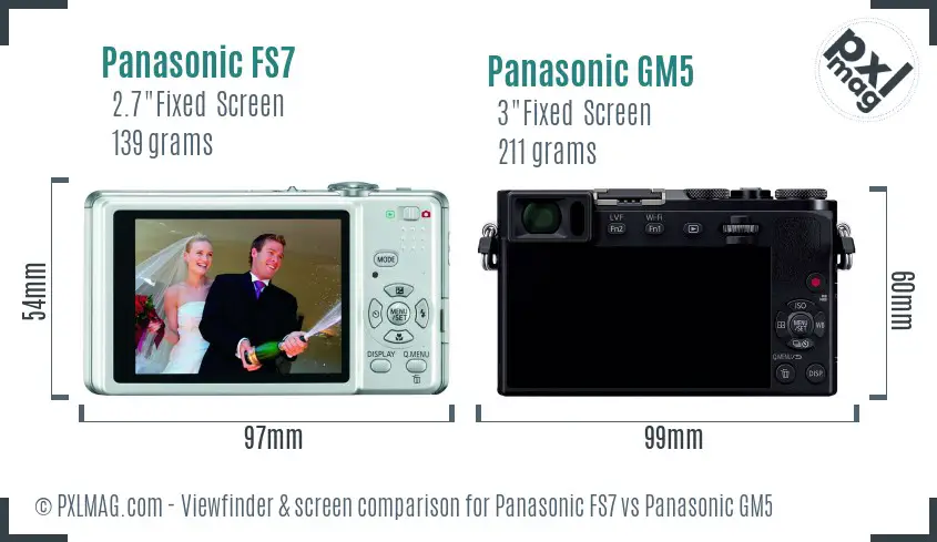 Panasonic FS7 vs Panasonic GM5 Screen and Viewfinder comparison
