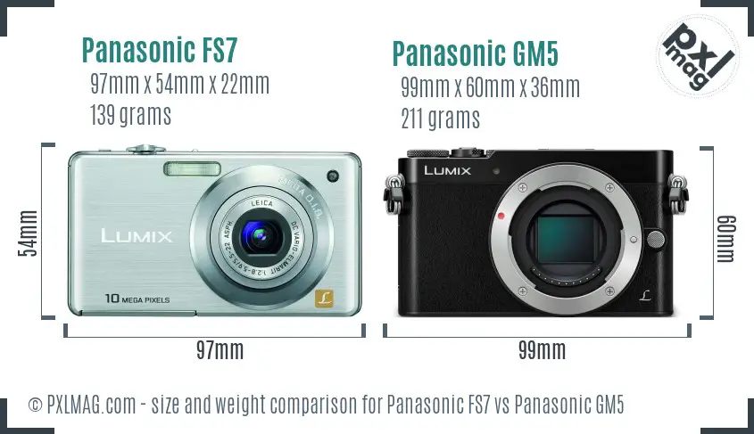 Panasonic FS7 vs Panasonic GM5 size comparison