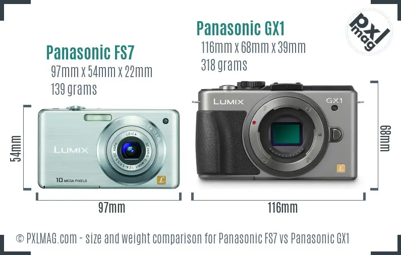 Panasonic FS7 vs Panasonic GX1 size comparison