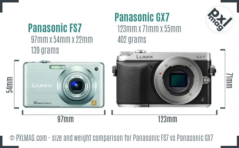 Panasonic FS7 vs Panasonic GX7 size comparison