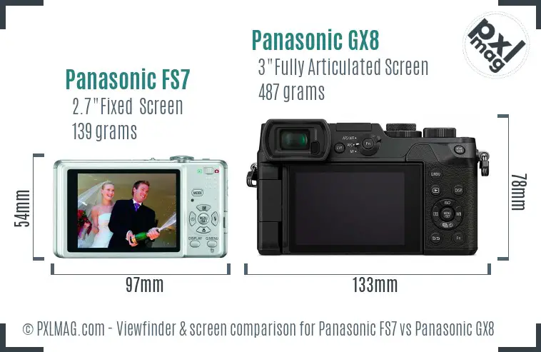 Panasonic FS7 vs Panasonic GX8 Screen and Viewfinder comparison