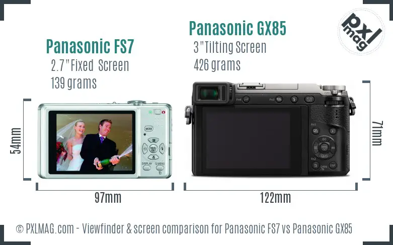 Panasonic FS7 vs Panasonic GX85 Screen and Viewfinder comparison