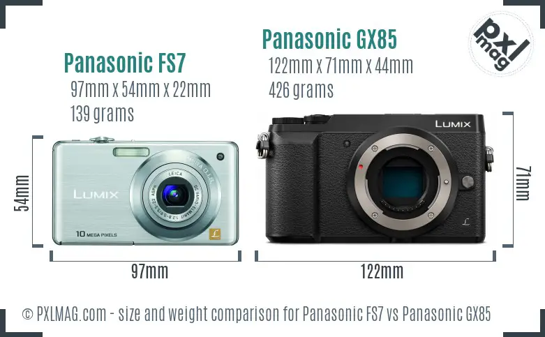 Panasonic FS7 vs Panasonic GX85 size comparison