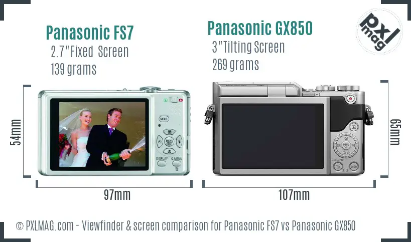 Panasonic FS7 vs Panasonic GX850 Screen and Viewfinder comparison