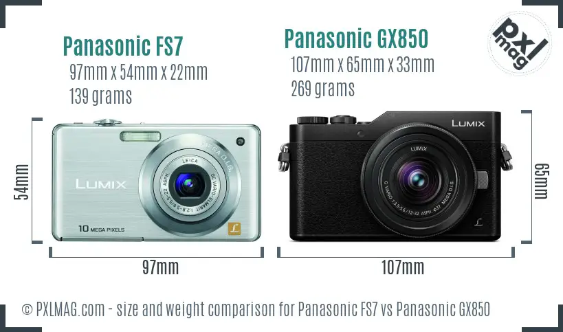 Panasonic FS7 vs Panasonic GX850 size comparison