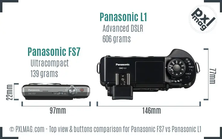 Panasonic FS7 vs Panasonic L1 top view buttons comparison