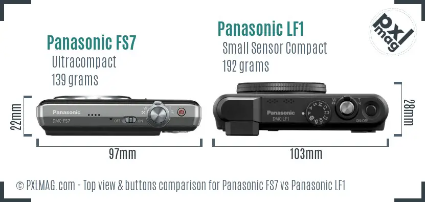 Panasonic FS7 vs Panasonic LF1 top view buttons comparison