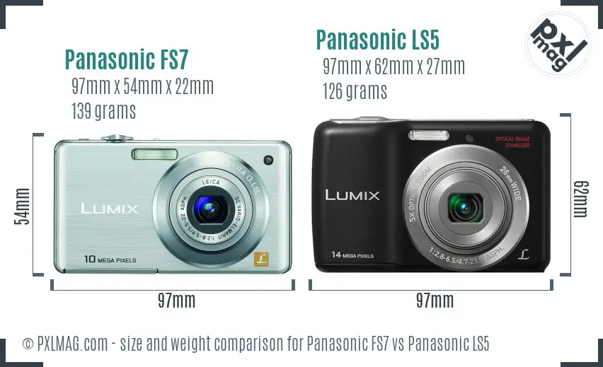 Panasonic FS7 vs Panasonic LS5 size comparison