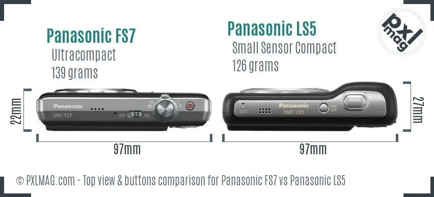Panasonic FS7 vs Panasonic LS5 top view buttons comparison