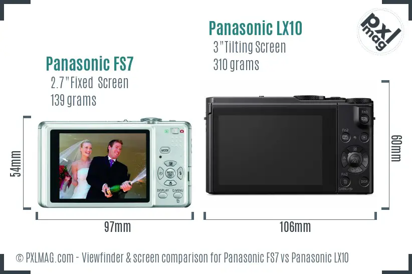 Panasonic FS7 vs Panasonic LX10 Screen and Viewfinder comparison