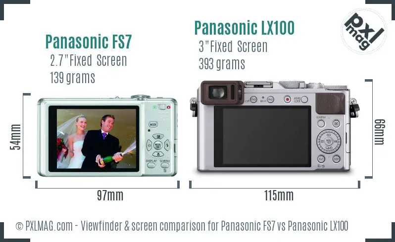 Panasonic FS7 vs Panasonic LX100 Screen and Viewfinder comparison