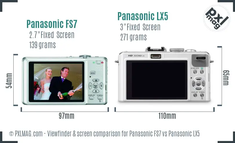 Panasonic FS7 vs Panasonic LX5 Screen and Viewfinder comparison
