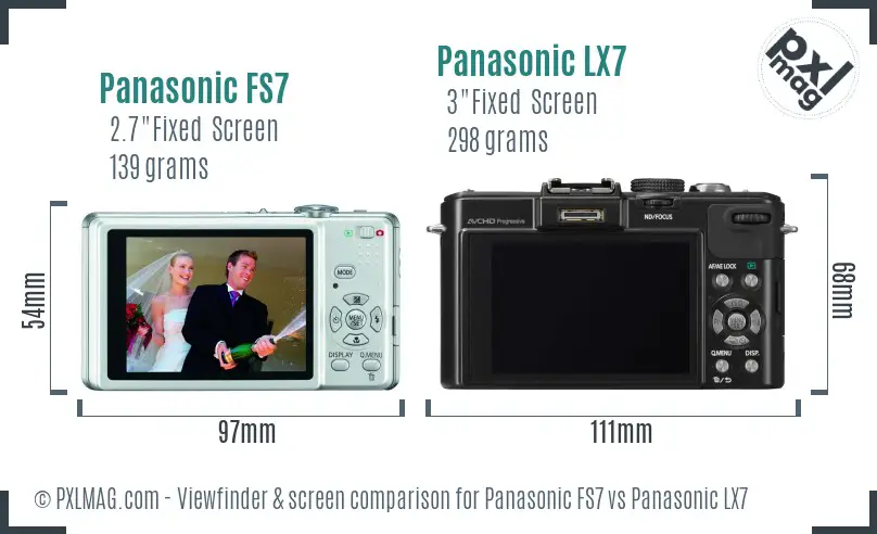 Panasonic FS7 vs Panasonic LX7 Screen and Viewfinder comparison