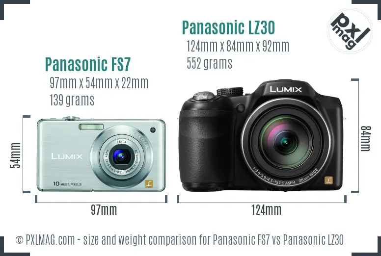 Panasonic FS7 vs Panasonic LZ30 size comparison