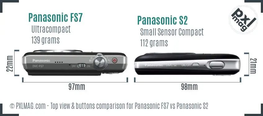 Panasonic FS7 vs Panasonic S2 top view buttons comparison