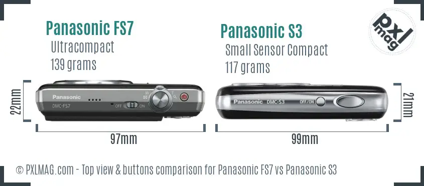 Panasonic FS7 vs Panasonic S3 top view buttons comparison