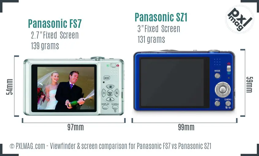 Panasonic FS7 vs Panasonic SZ1 Screen and Viewfinder comparison