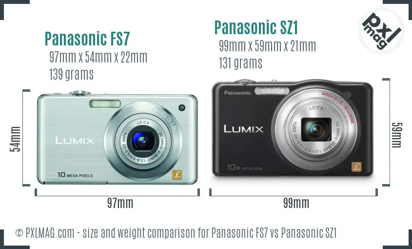 Panasonic FS7 vs Panasonic SZ1 size comparison