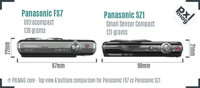 Panasonic FS7 vs Panasonic SZ1 top view buttons comparison