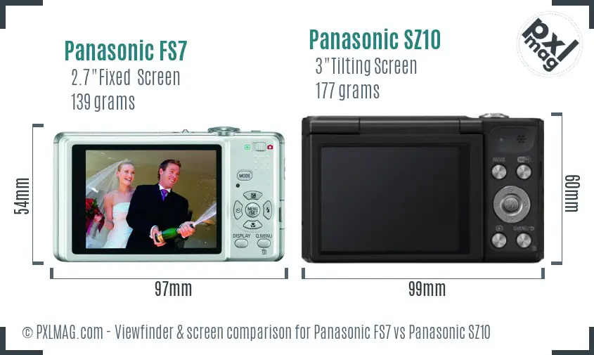 Panasonic FS7 vs Panasonic SZ10 Screen and Viewfinder comparison