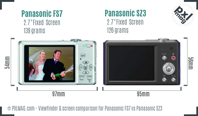 Panasonic FS7 vs Panasonic SZ3 Screen and Viewfinder comparison
