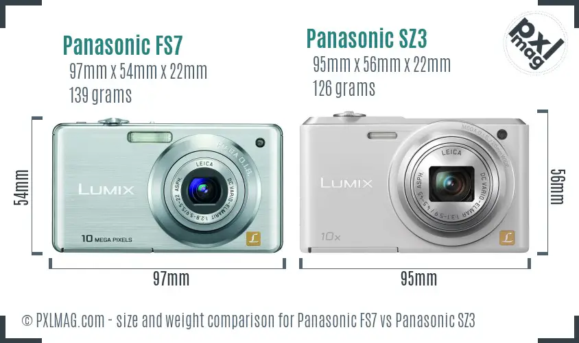Panasonic FS7 vs Panasonic SZ3 size comparison