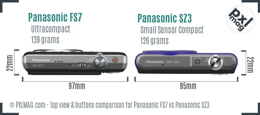 Panasonic FS7 vs Panasonic SZ3 top view buttons comparison