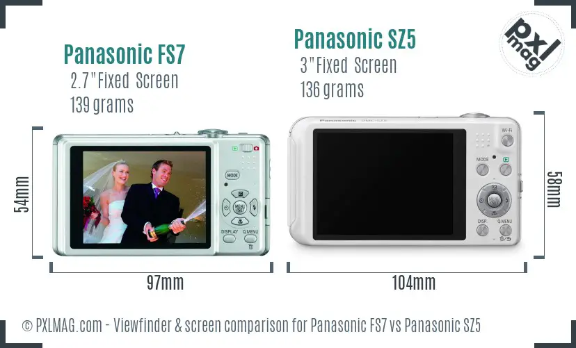 Panasonic FS7 vs Panasonic SZ5 Screen and Viewfinder comparison