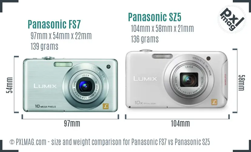 Panasonic FS7 vs Panasonic SZ5 size comparison