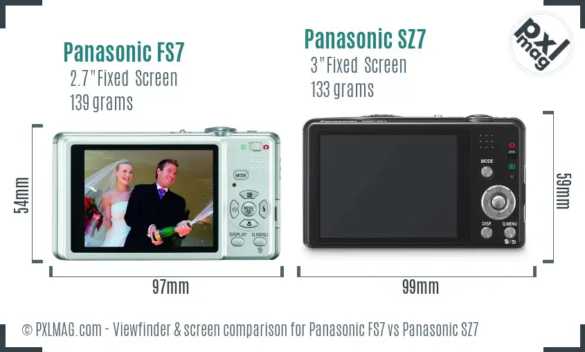 Panasonic FS7 vs Panasonic SZ7 Screen and Viewfinder comparison