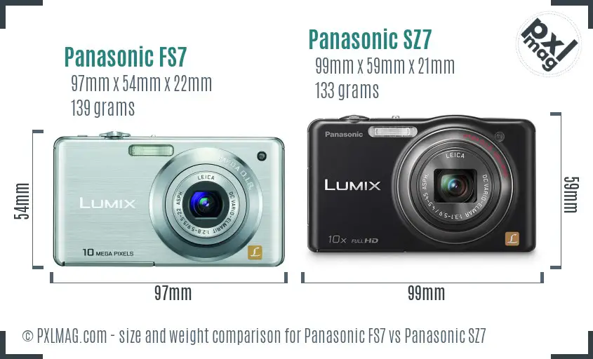 Panasonic FS7 vs Panasonic SZ7 size comparison