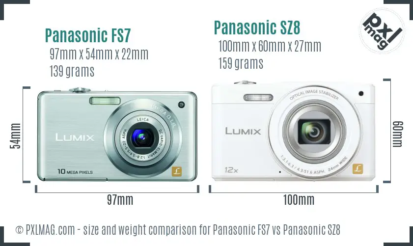 Panasonic FS7 vs Panasonic SZ8 size comparison