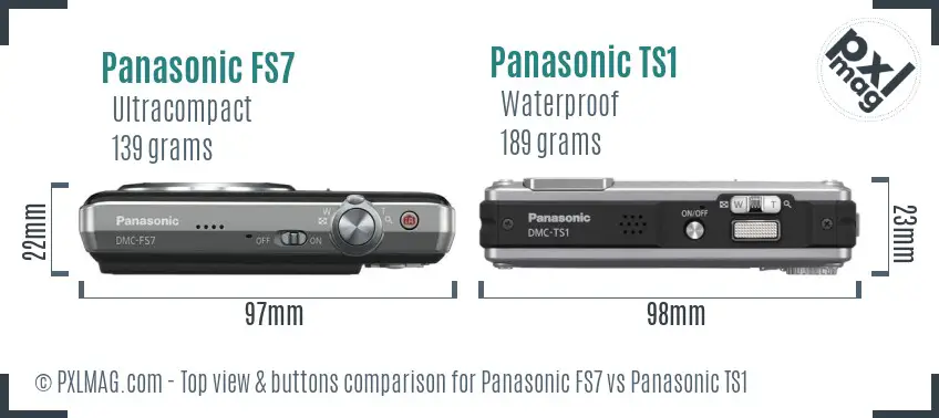 Panasonic FS7 vs Panasonic TS1 top view buttons comparison