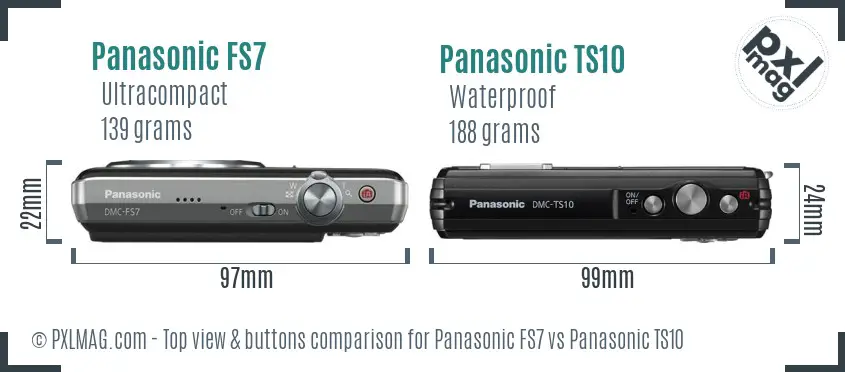 Panasonic FS7 vs Panasonic TS10 top view buttons comparison