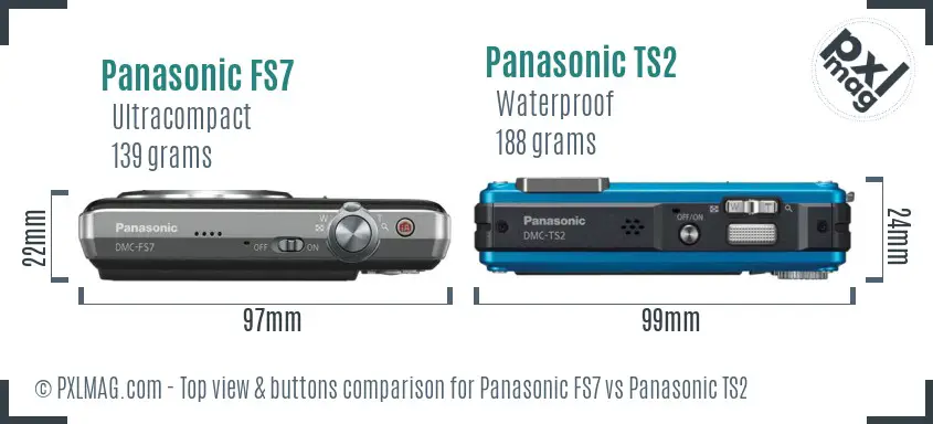 Panasonic FS7 vs Panasonic TS2 top view buttons comparison