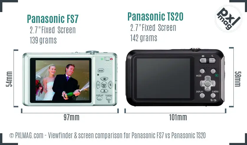 Panasonic FS7 vs Panasonic TS20 Screen and Viewfinder comparison