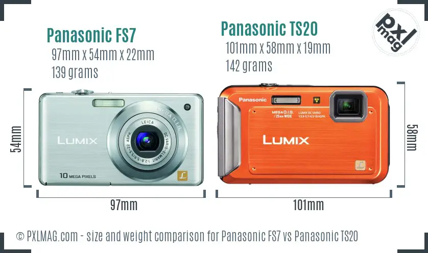 Panasonic FS7 vs Panasonic TS20 size comparison