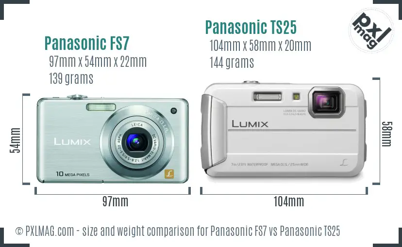 Panasonic FS7 vs Panasonic TS25 size comparison