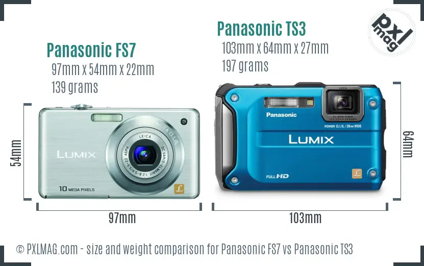 Panasonic FS7 vs Panasonic TS3 size comparison