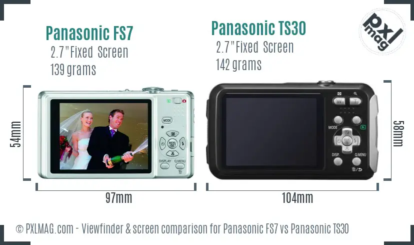 Panasonic FS7 vs Panasonic TS30 Screen and Viewfinder comparison