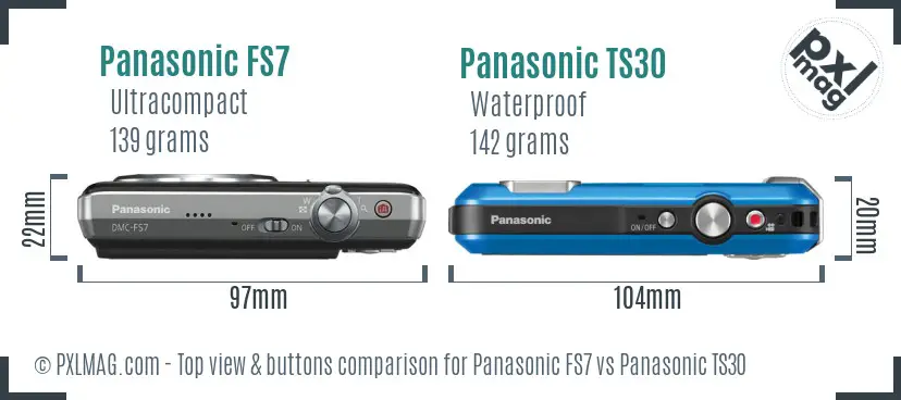Panasonic FS7 vs Panasonic TS30 top view buttons comparison