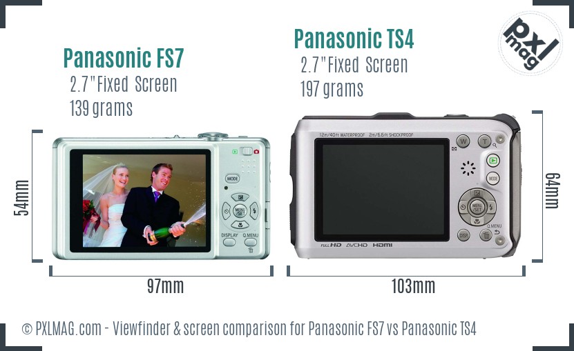 Panasonic FS7 vs Panasonic TS4 Screen and Viewfinder comparison